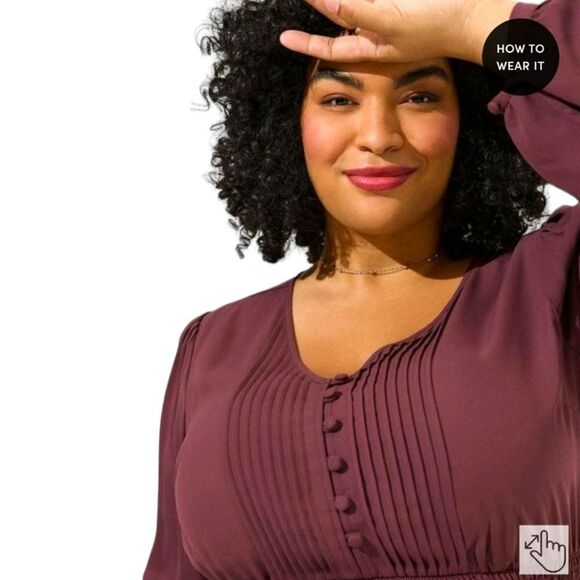 TORRID Babydoll Georgette Pentuck Long sleeve Blouse - Picture 4 of 16